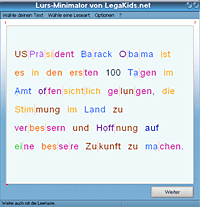 Screenshot Lurs-Minimator mit Zeitungstext